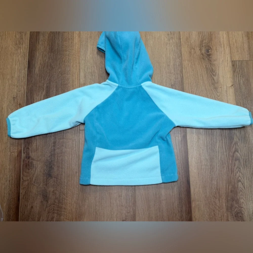 Columbia Fast Trek II Fleece Hoodie 2T Teal Blue Colorblock Full Zip Jacket Kids